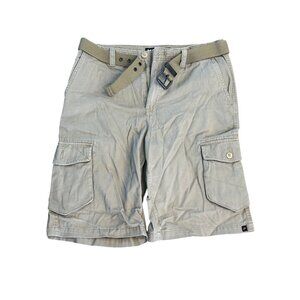 Vintage Tony Hawk Mens Cargo Shorts W/Belt 32 Beige 100% Cotton Casual Outdoor W
